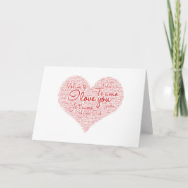 Ik hou van je Word Cloud Red Heart Valentijnsdag Kaart
