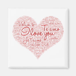 Ik hou van je Word Cloud Red Heart Valentijnsdag Magneet