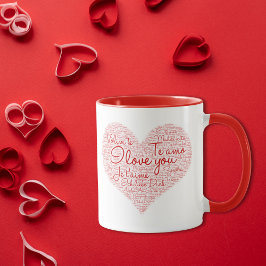 Ik hou van je Word Cloud Red Heart Valentijnsdag Mok