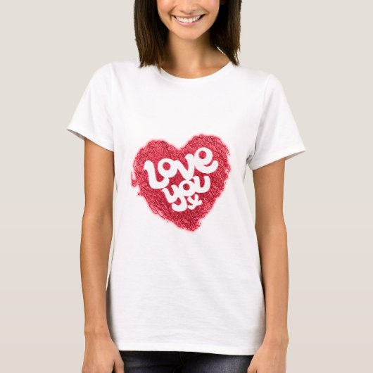 Ik hou van je x roodhart dames wit t-shirt (Voorkant)