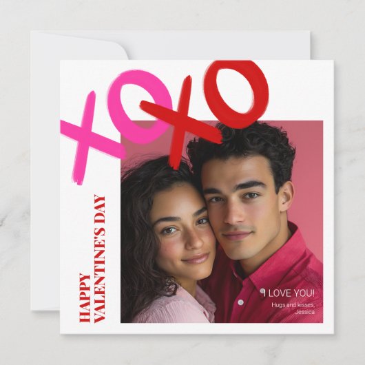 Ik hou van je XOXO Foto Moderne Gelukkige Valentij Feestdagenkaart (Voorkant)