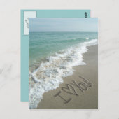 Ik hou van je, zand die op de Beach Post kaart sch (Voorkant / Achterkant)