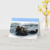Ik hou van je Zee otter Wenskaart Kaart (Gele Bloem)