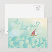 Ik hou van je zeilboot briefkaart (Voorkant / Achterkant)