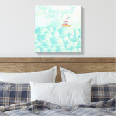 Ik hou van je zeilboot canvas afdruk (Insitu (Slaapkamer))