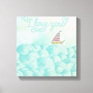 Ik hou van je zeilboot canvas afdruk