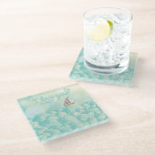 Ik hou van je zeilboot glazen onderzetter (Schuin)