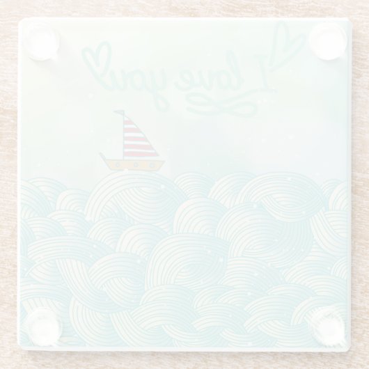 Ik hou van je zeilboot glazen onderzetter (Achterkant)