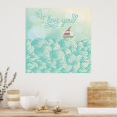 Ik hou van je zeilboot poster (Keuken)