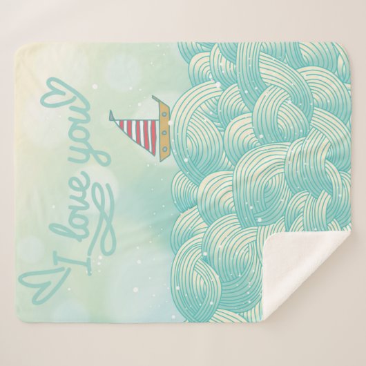 Ik hou van je zeilboot sherpa deken (Voorkant (horizontaal))