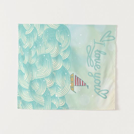 Ik hou van je zeilboot wandkleed (Voorkant (horizontaal))