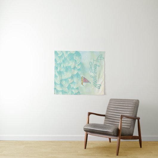 Ik hou van je zeilboot wandkleed (In Situ (horizontaal))