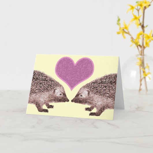 Ik hou van je, zelfs als je stekelig twee egels kr kaart (Gele Bloem)