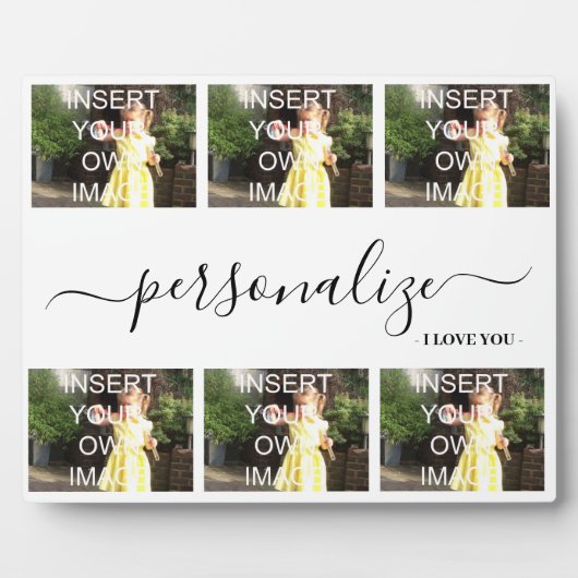 Ik hou van je Zes Aangepaste cadeauplaquette foto' Fotoplaat (Voorkant)