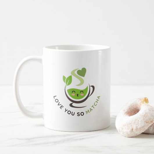 Ik hou van je, zo Matcha Pun Koffiemok (Met donut)