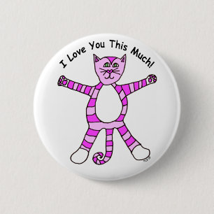 "Ik hou van je zo veel" Pinky Cat Button