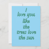 Ik hou van je zoals de bomen van de zon houden bedankkaart (Achterkant)