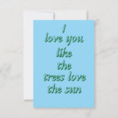 Ik hou van je zoals de bomen van de zon houden bedankkaart (Achterkant)