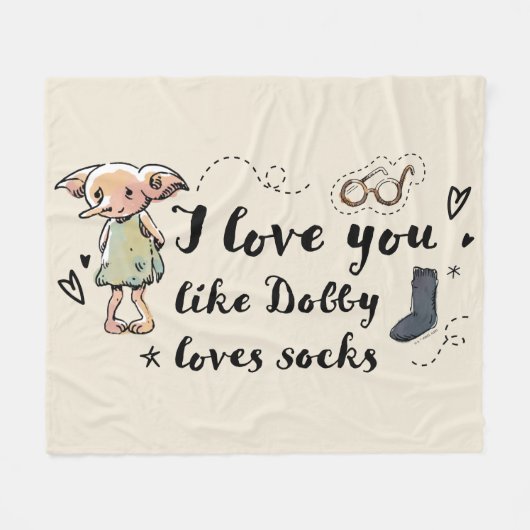 Ik hou van je zoals Dobby van sokken houdt Fleece Deken (Voorkant (Horizontaal))