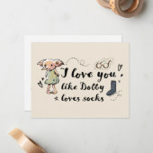 Ik hou van je zoals Dobby van sokken houdt Notitiekaartje (Voorkant / Achterkant in situ)