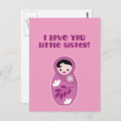Ik hou van je zusje! babushka doll briefkaart (Voorkant / Achterkant)