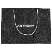 Ik hou van je. Zwart denim patroon Aangepaste naam Groot Cadeauzakje (Achterkant)