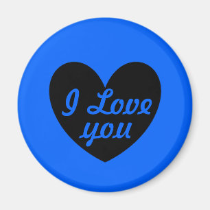 "Ik hou van je" zwart hart op blauw Magneet