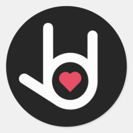 Ik hou van je, zwart ronde sticker