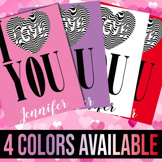 Ik hou van je zwart-wit gestreept hart op rood feestdagen kaart