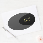 "Ik hou van je" zwarte en grijze Sticker (Envelop)