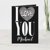 Ik hou van je zwarte en witte gestreepte hart op z feestdagen kaart (Voorkant)