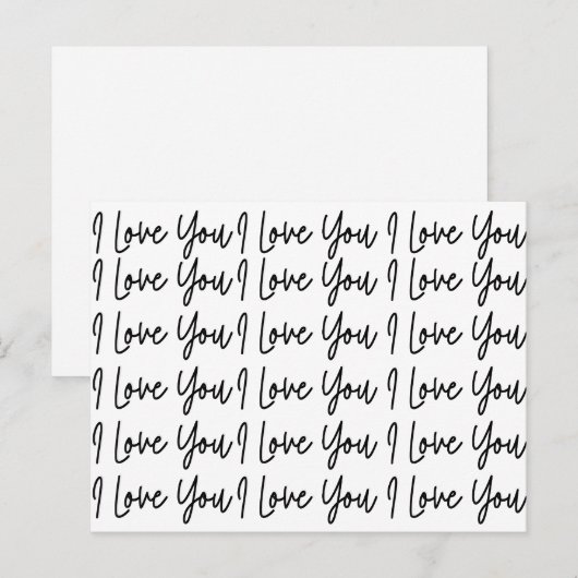 Ik hou van je zwarte en witte Valentijnsdag Briefkaart (Voorkant / Achterkant)