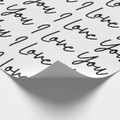 Ik hou van je zwarte en witte Valentijnsdag Cadeaupapier (Hoek)