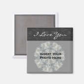 Ik hou van je zwarte Floral  fotomagneet Magneet (Voorkant / Achterkant)