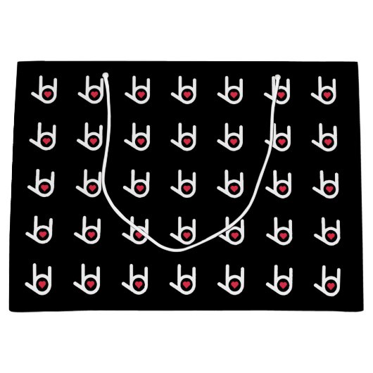 Ik hou van je, zwarte geschenkzak groot cadeauzakje (Voorkant)