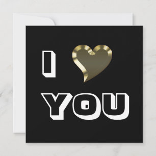 Ik hou van je zwarte witte gouden hart, modern vet notitiekaartje