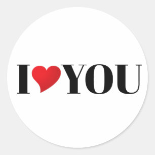 Ik hou van je zwarte witte rode hart moderne typog ronde sticker