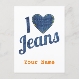 Ik hou van Jeans  Mode Design met Seam Hear Briefkaart
