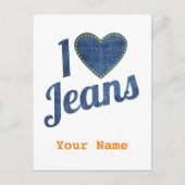 Ik hou van Jeans  Mode Design met Seam Hear Briefkaart (Voorkant)