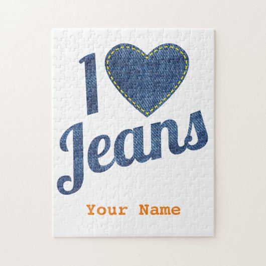 Ik hou van Jeans  Mode Design met Seam Hear Legpuzzel (Verticaal)