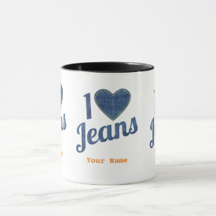 Ik hou van Jeans Mode Design met Seam Hear Mok