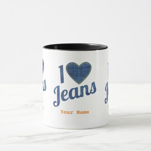 Ik hou van Jeans  Mode Design met Seam Hear Mok (Midden)