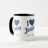 Ik hou van Jeans  Mode Design met Seam Hear Mok (Voorkant links)