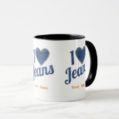 Ik hou van Jeans  Mode Design met Seam Hear Mok (Voorkant rechts)