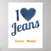 Ik hou van Jeans  Mode Design met Seam Hear Poster (Voorkant)