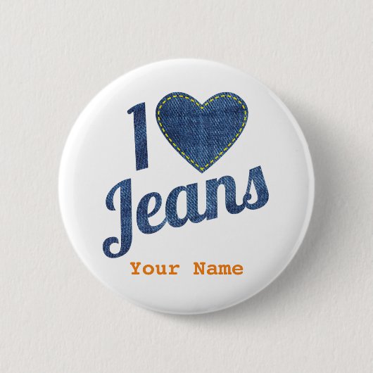 Ik hou van Jeans Mode Design met Seam Hear Ronde Button 5,7 Cm (Voorkant)