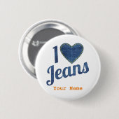 Ik hou van Jeans Mode Design met Seam Hear Ronde Button 5,7 Cm (Voorkant /achterkant)