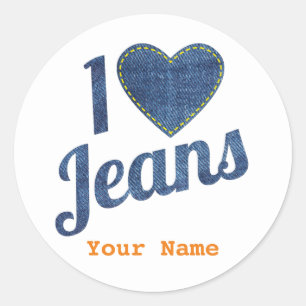 Ik hou van Jeans Mode Design met Seam Hear Ronde Sticker