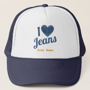Ik hou van Jeans Mode Design met Seam Hear Trucker Pet