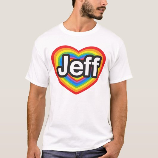 Ik hou van Jeff. Ik hou van je Jeff. Hart T-shirt (Voorkant)